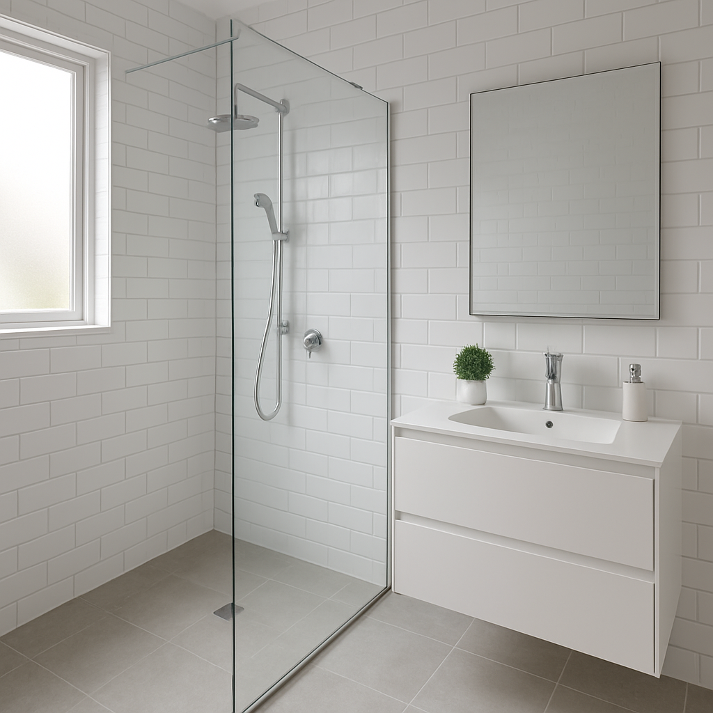 Luxurious bathroom with a sleek frameless glass shower screen